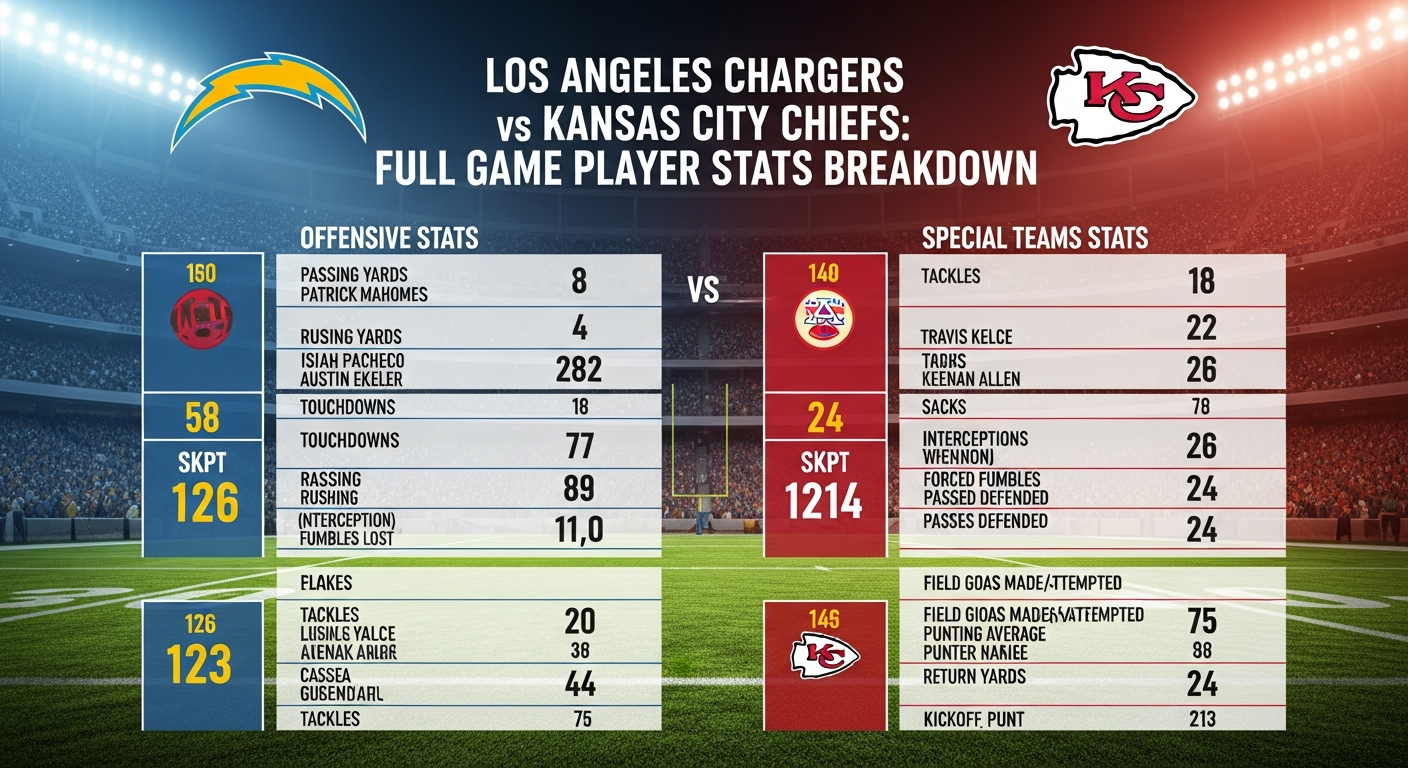 Los Angeles Chargers vs Kansas City Chiefs Match Player Stats